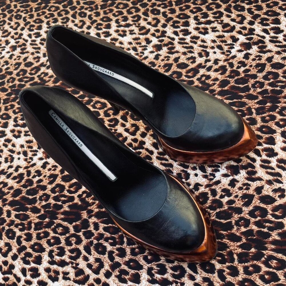 Black And Copper Platform Heels - image 7